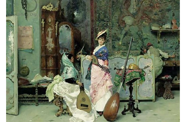 The mandolin shop, Vicenzo Capobianchi (1836-1928), Italy, © Wikigallery.org
