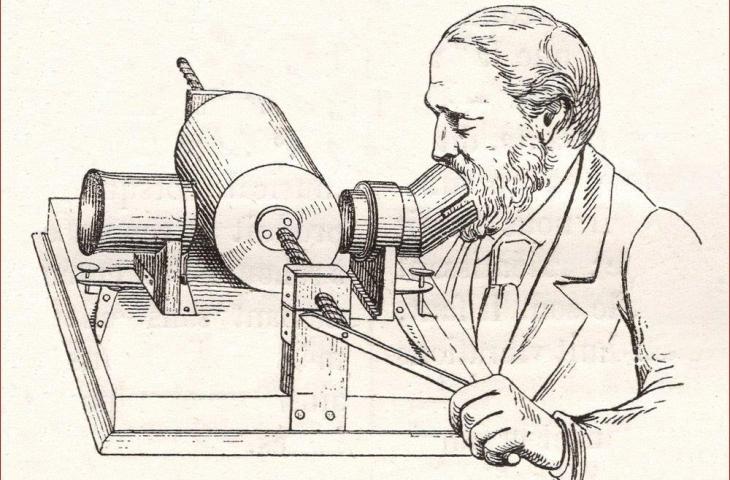 Charles Batchelor, assistant de Thomas Edison, enregistrant sa voix