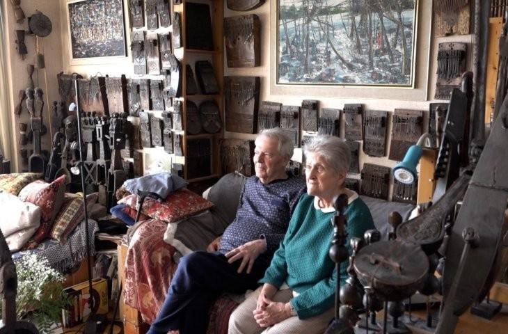 François and Françoise Boulanger-Bouhière with part of the collection in their living room, Brussels, 2021
